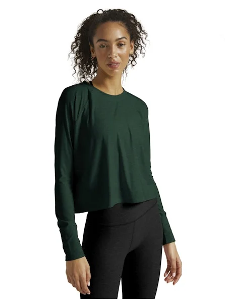 Beyond Yoga Featherweight Daydreamer Pullover - Dark Spruce Green Heather