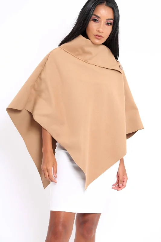 Camel Funnel Collar Poncho - Caiden