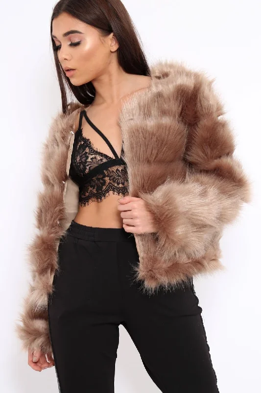 Camel Faux Fur Jacket - Amaria