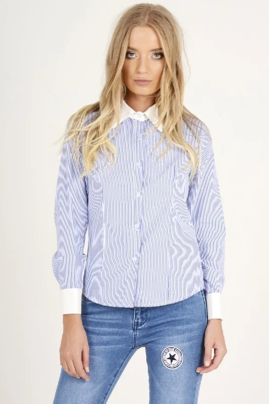 Blue Stripe Collared Shirt - Nelly