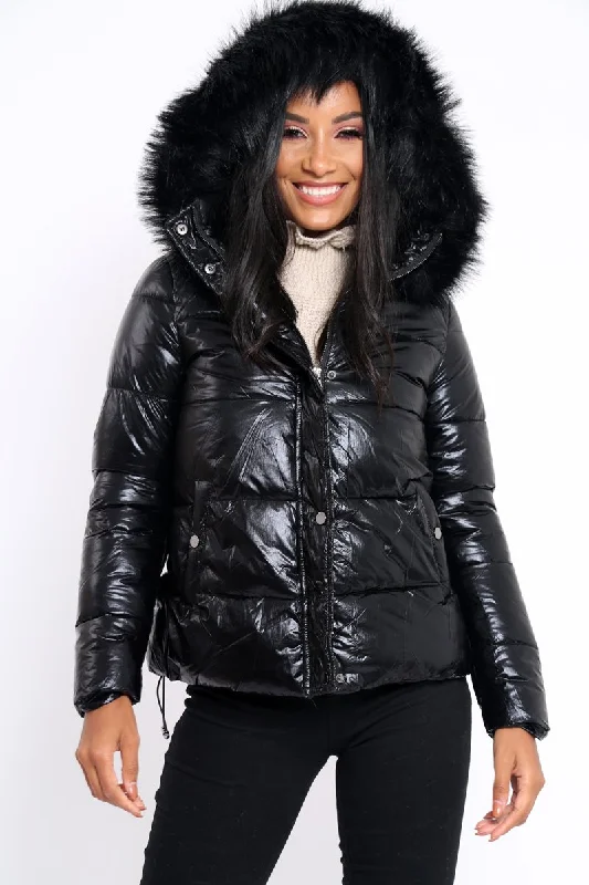 Black Padded Puffer Coat - Casie