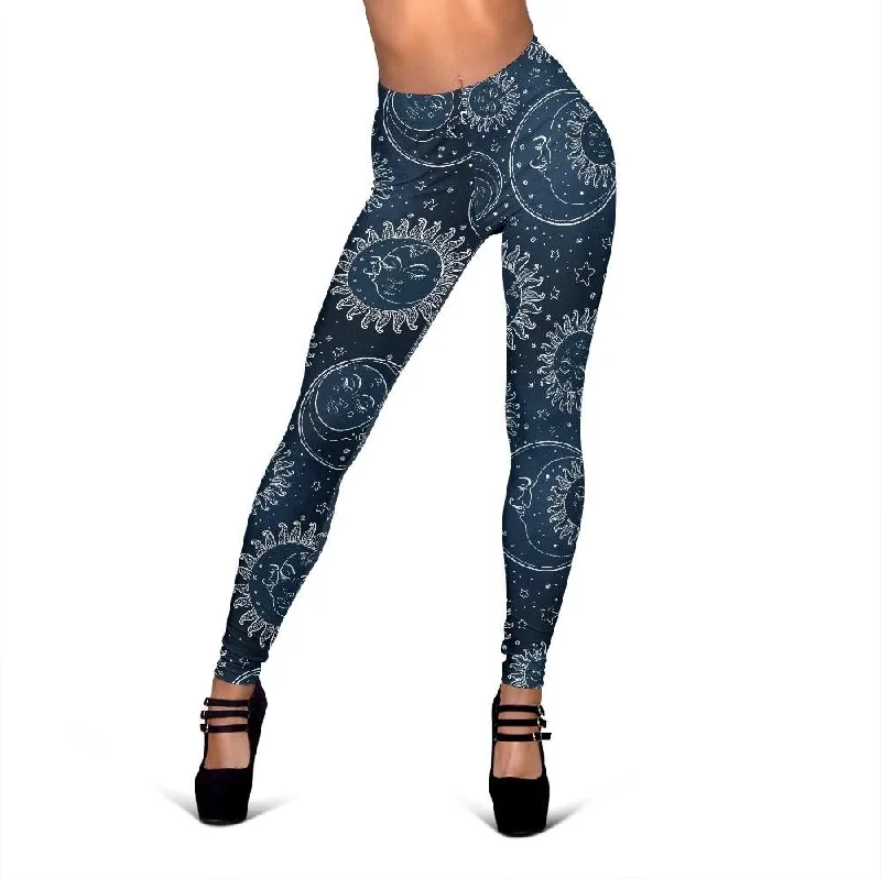 Moon Sun Print Pattern Women Leggings