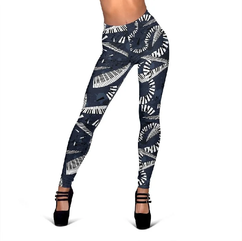 Piano Black Pattern Print Women Leggings