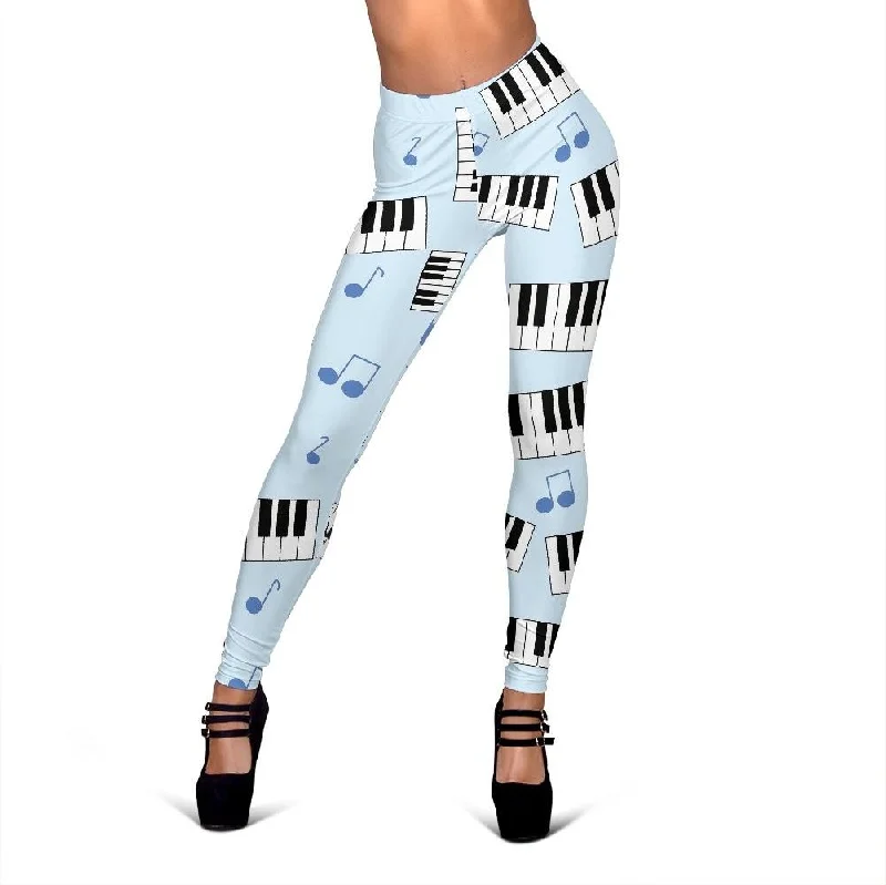 Piano Blue Pattern Print Women Leggings