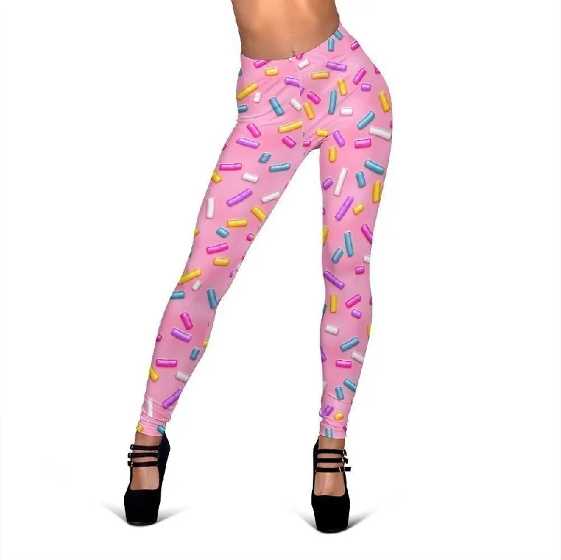 Pink Candy Pattern Print Women Leggings