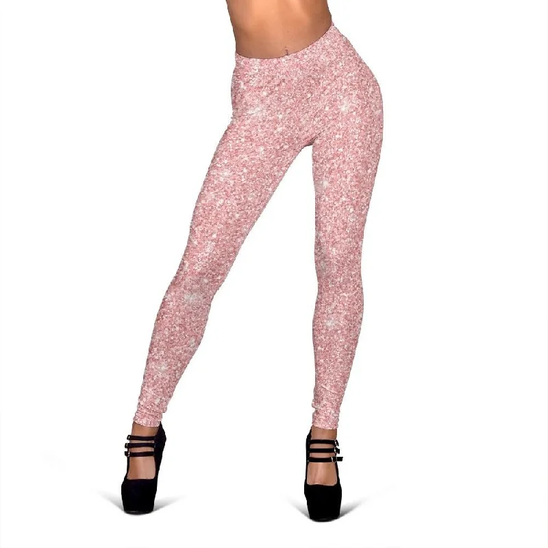 Pink Glitter Pattern Print Women Leggings