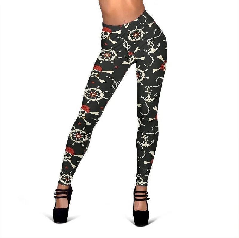 Pirate Skull Pattern Print Women Leggings