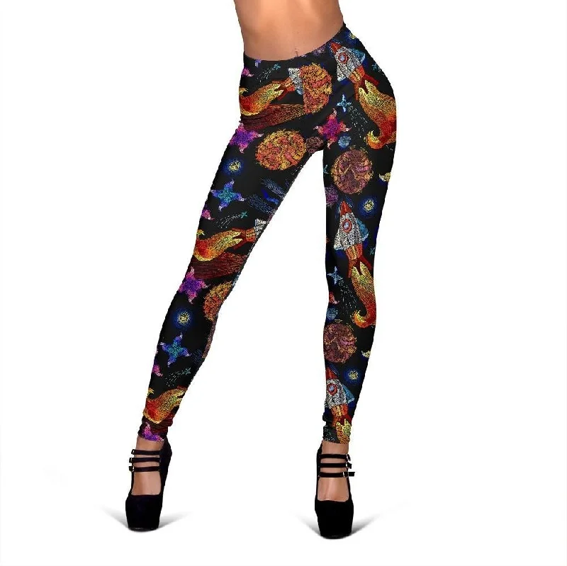 Planet Spaceship Print Pattern Women Leggings