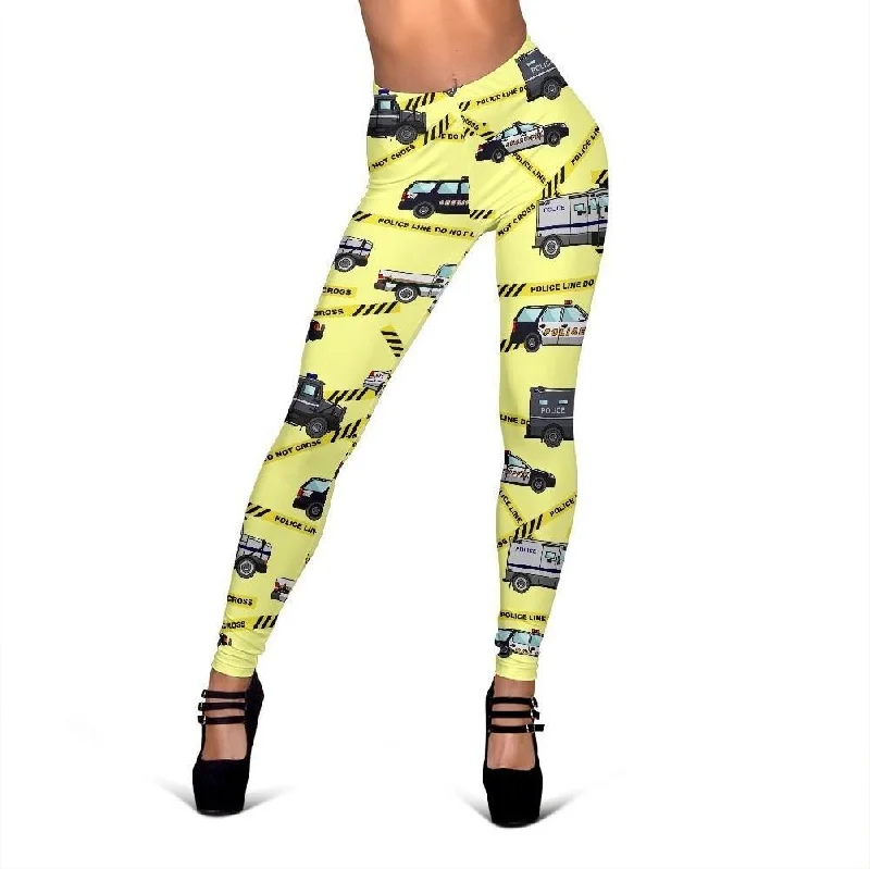 Police Car Pattern Print Women Leggings